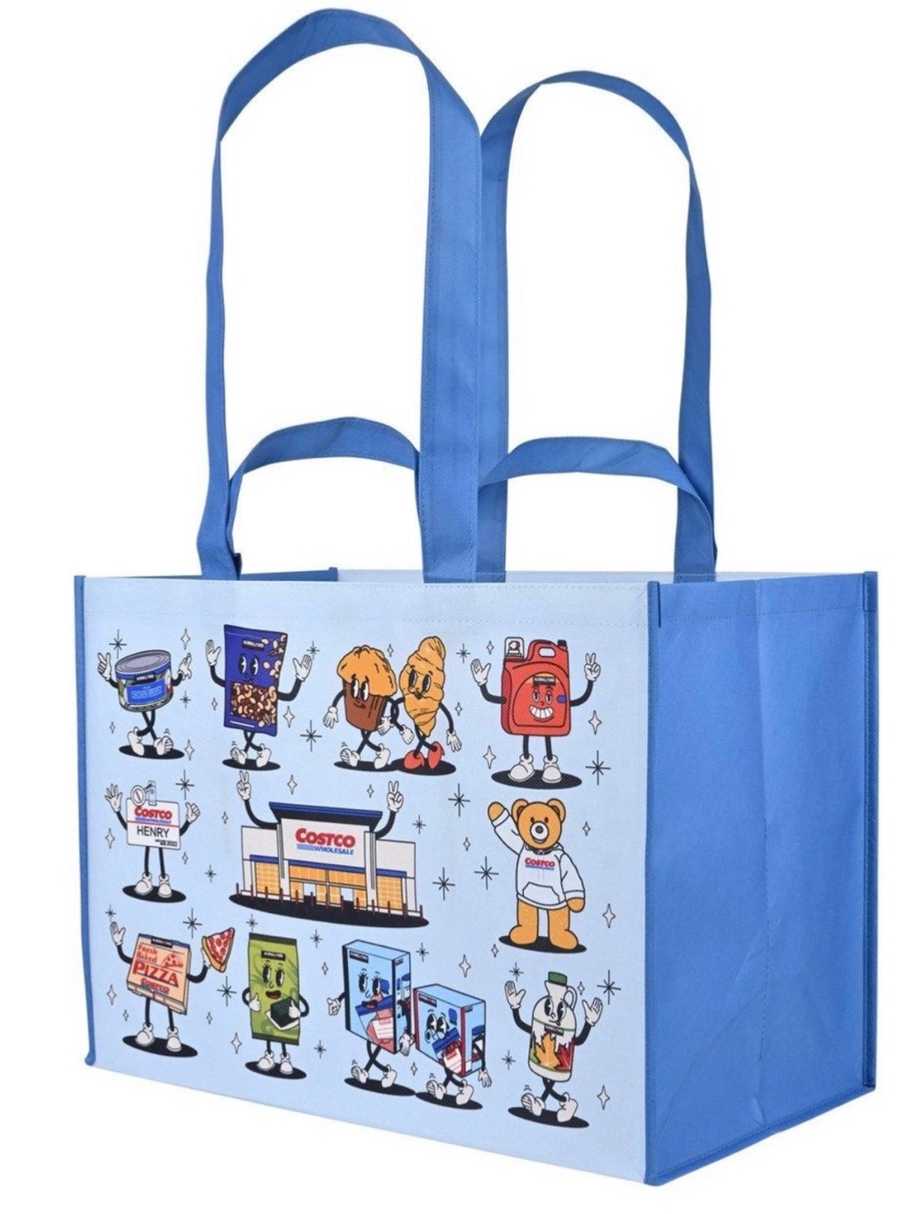💙 Costco Food Friends Reusable Tote Bag Kirkland Characters NWT